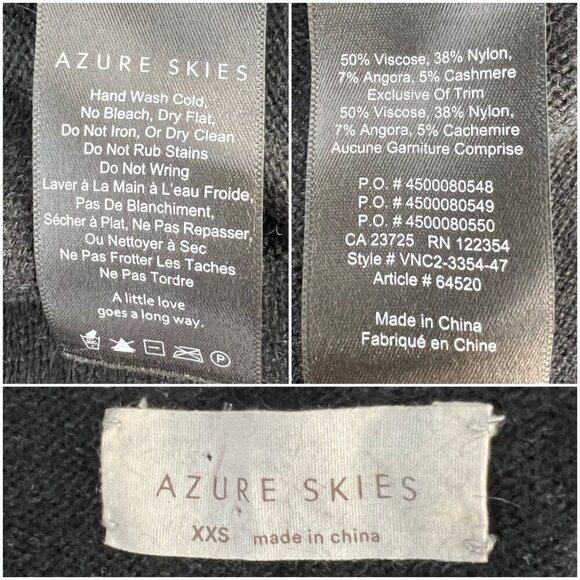 Aritzia Azure Skies Lenox Angora Cashmere Black Midi Open‎ Cardigan Sz XXS - Picture 13 of 14